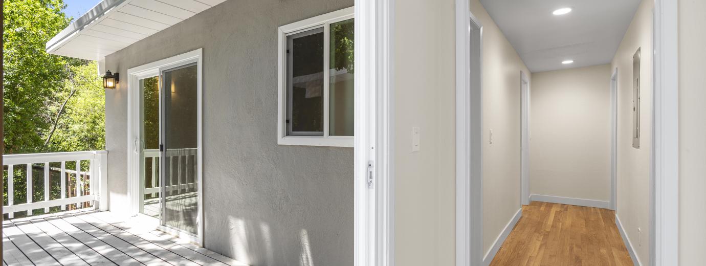 Exterior Deck and Interior Hallway